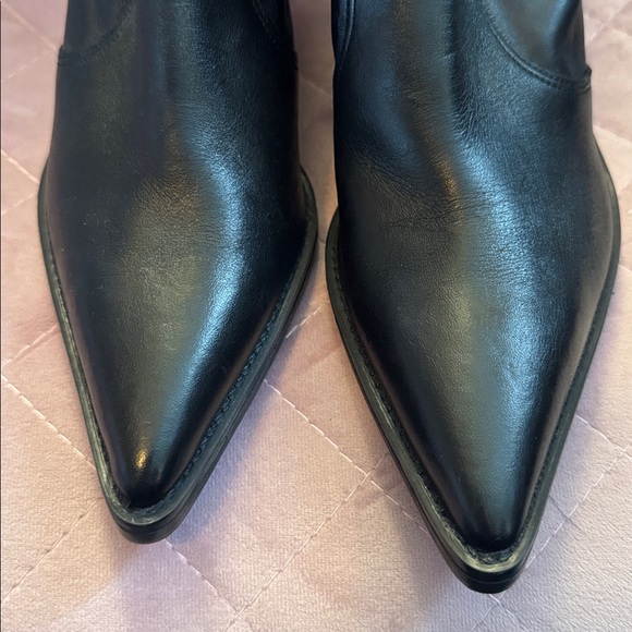 *NEW* ZARA CALF LEATHER COWBOY ANKLE BOOT 37 - Picture 9 of 10